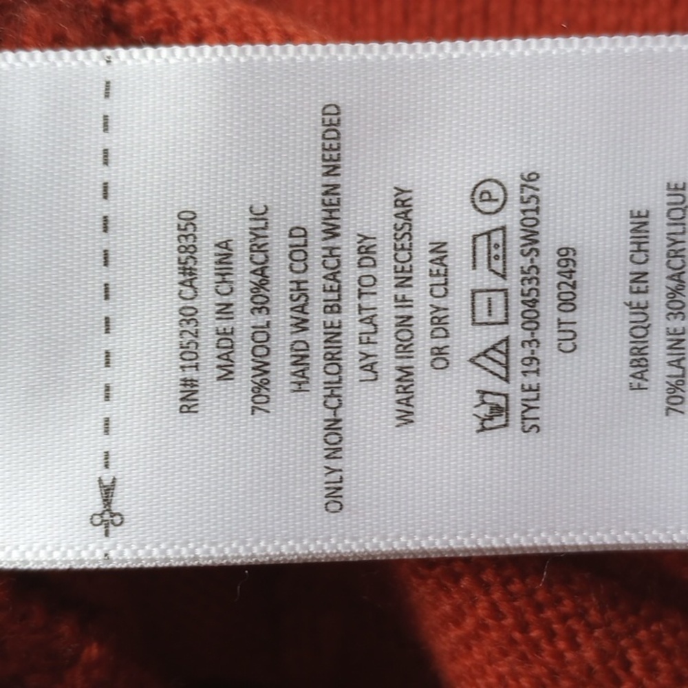 NWOT Joie Scoop Neck Puff Sleeve Basketweave Sweater XS Brick Orange Wool Blend - Picture 4 of 4